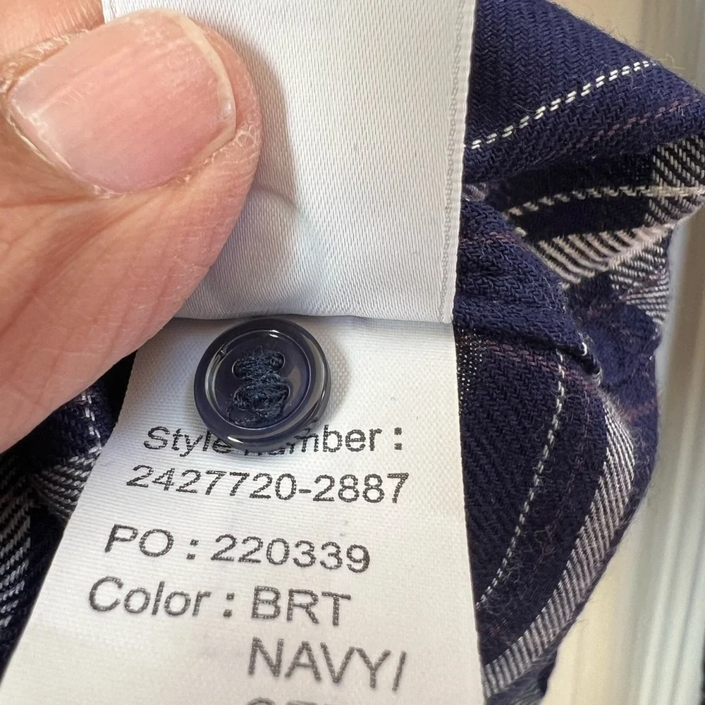 PAIGE Navy Plaid Button Down Shirt Western Soft Viscose Blouse Flannel Style S - Picture 6 of 6